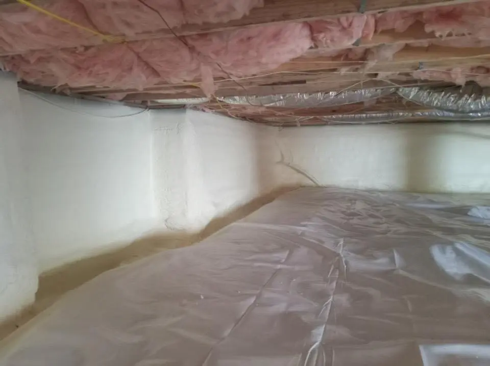 Crawl space encapsulation with closed-cell spray foam for Attic Insulation in Hudson Falls
